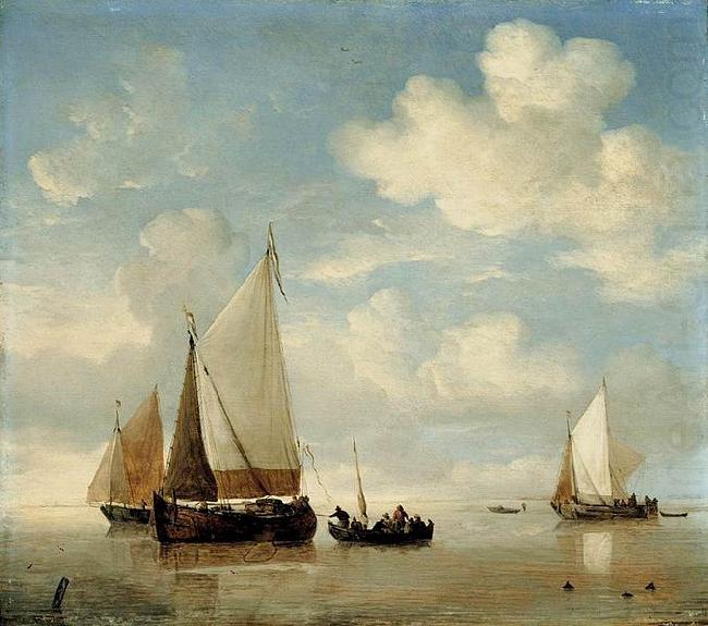 Dutch Smalschips and a Rowing Boat, willem van de velde  the younger